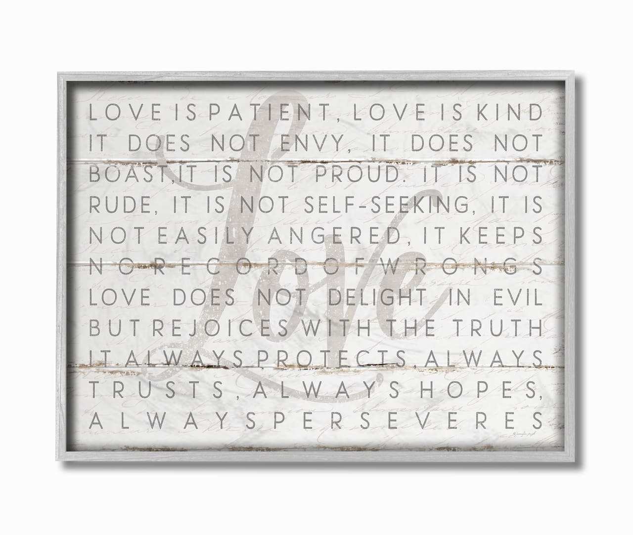 Stupell Industries Love Is Patient Corinthians Verse Gray Framed Wall Art